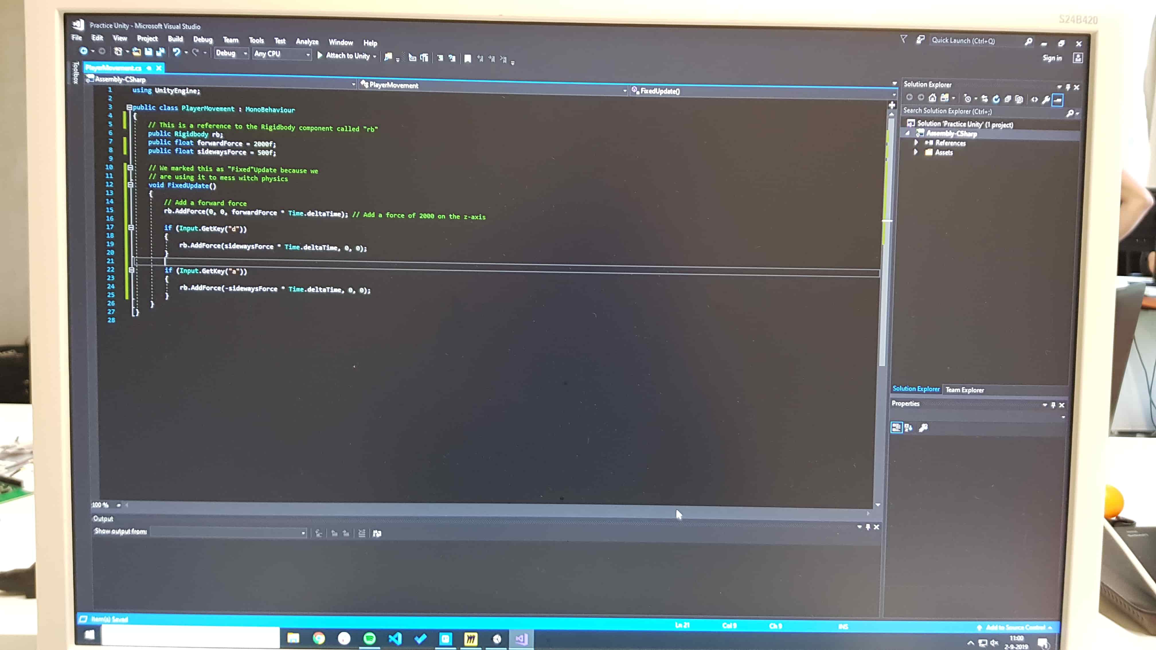 screen shot unity project